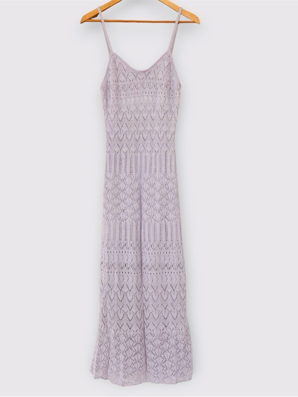 REVOLVE Style Lavender Crochet Knit Midi Slip Dress Boho Resort Summer